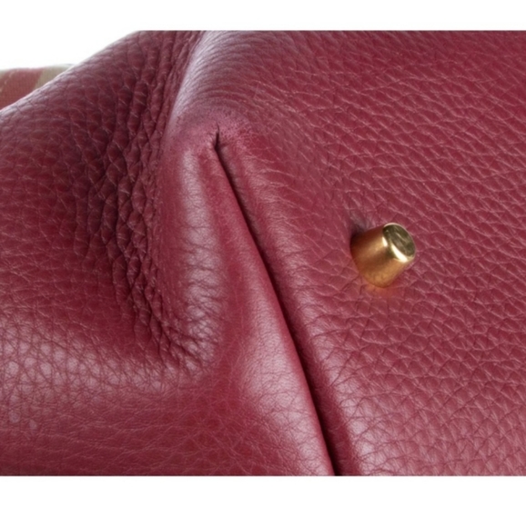 Burberry Burgundy Red Grainy CheckCanvas Hobo Bag - Picture 4 of 7